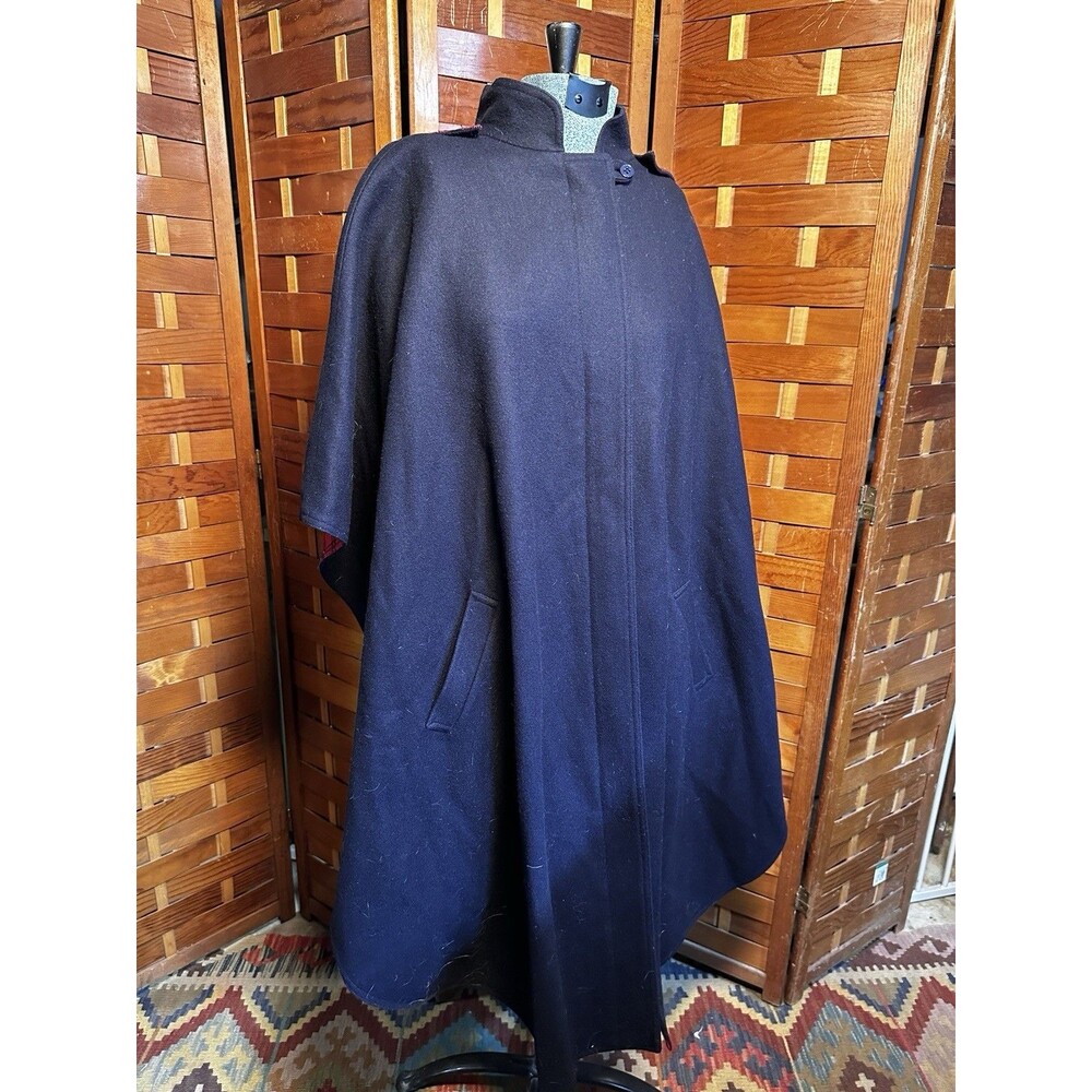 Vintage Charles Klein Wool Cape Plaid Lined Made in Sri Lanka